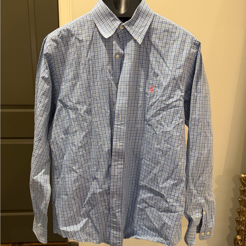 Ralph Lauren Blue Plaid Men's Button-Down Shirt